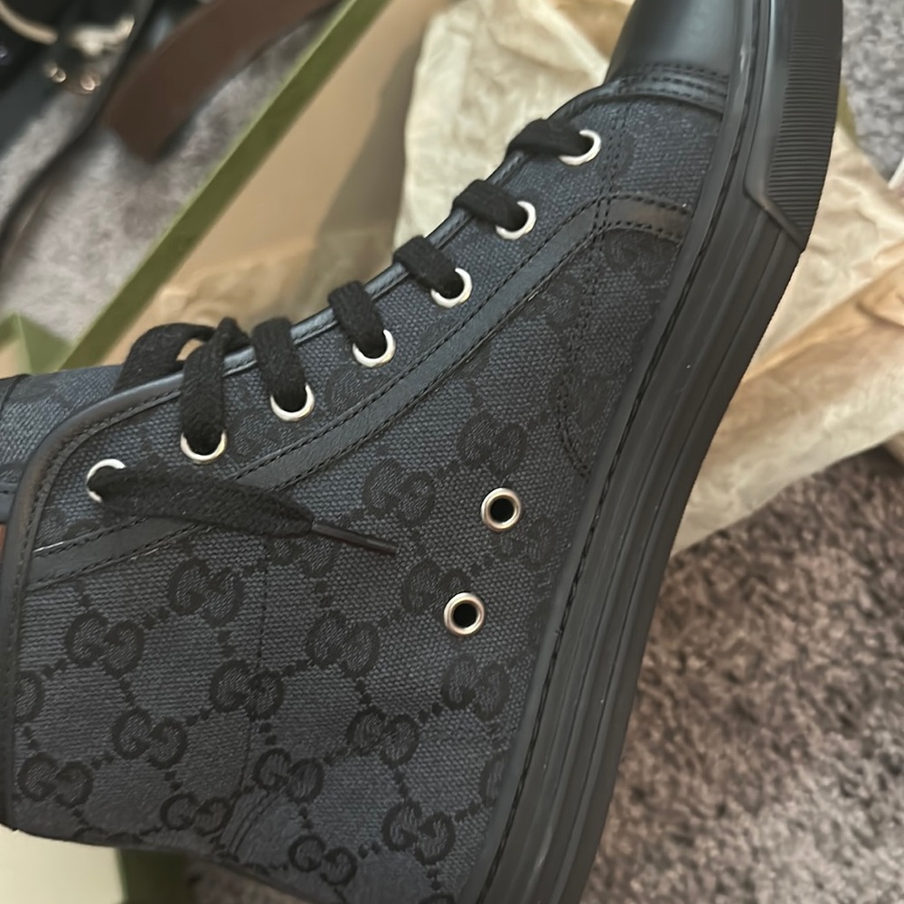 Black Gucci womens monogram sneaker